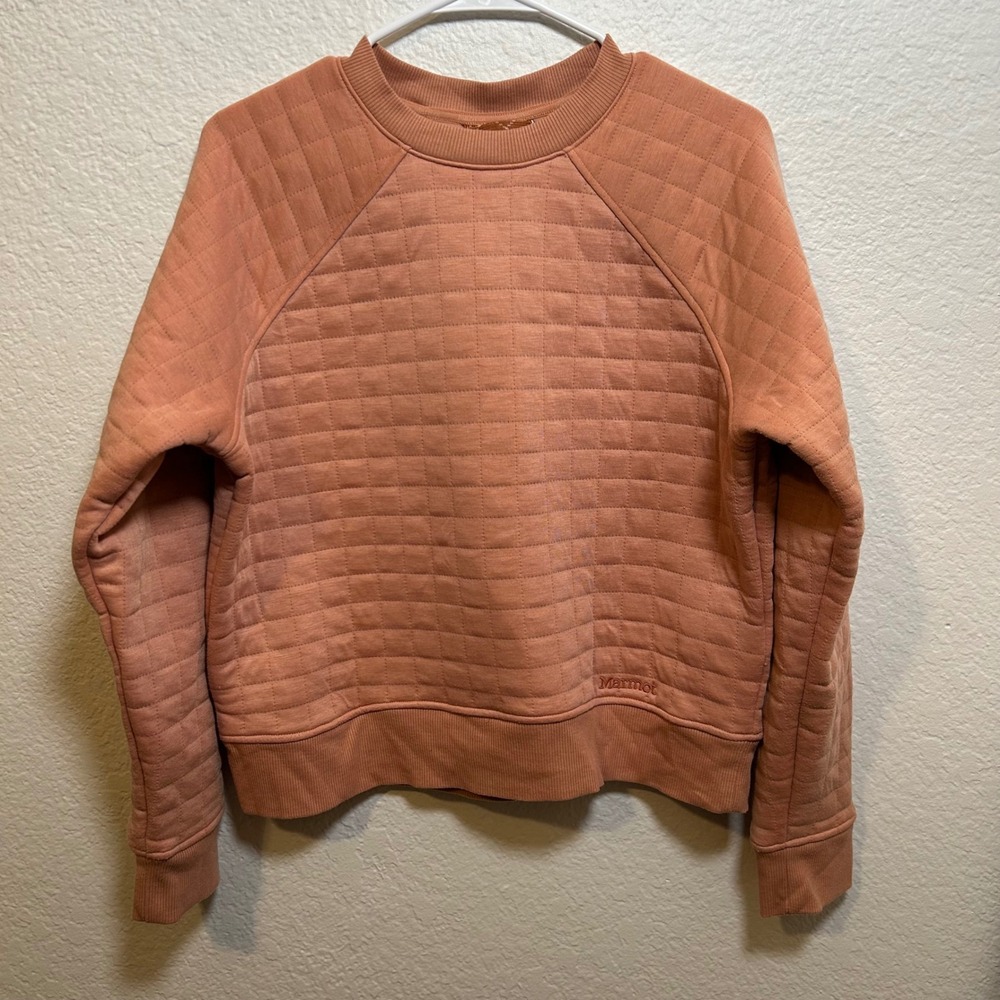 Marmot Mountain Works Quilted Crewneck Sweatshirt Thick Peach Color Size Large